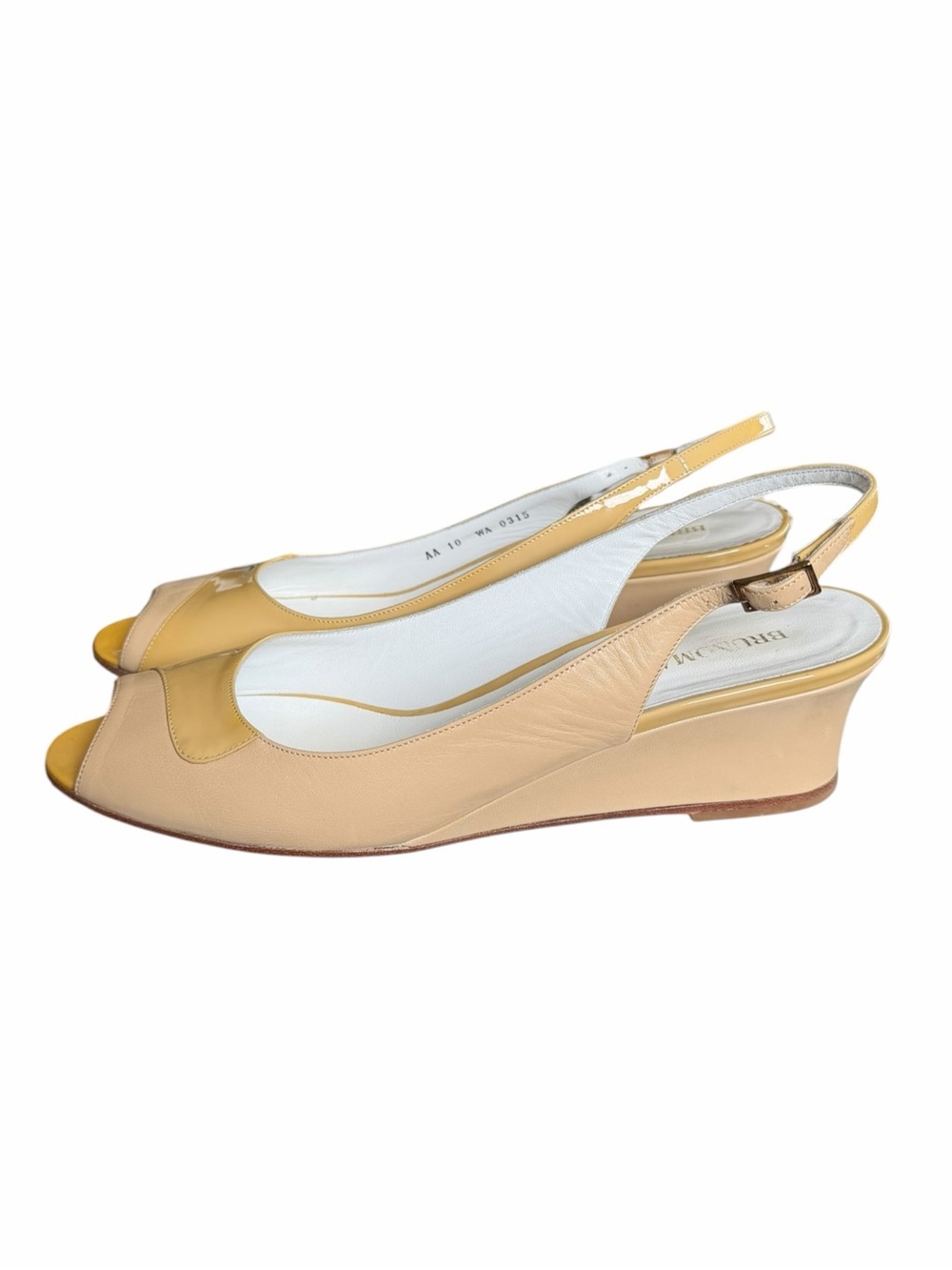 Vintage Bruno Magli 10 Color-block Peep-toe Slingback Wedge